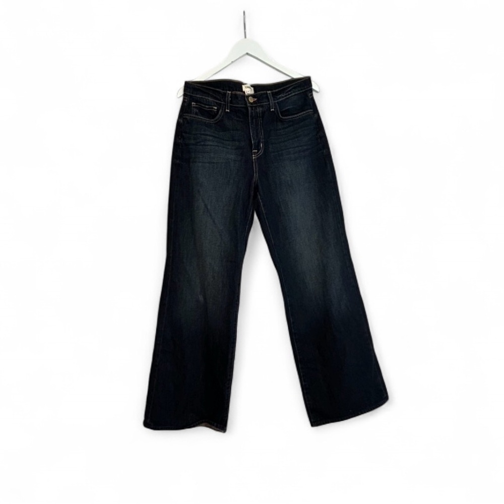 L'AGENCE dark wash denim jeans high rise wide leg Sz 28 high wasted trendy chic